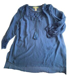 Sheer blue lace top Flying Tomato size L